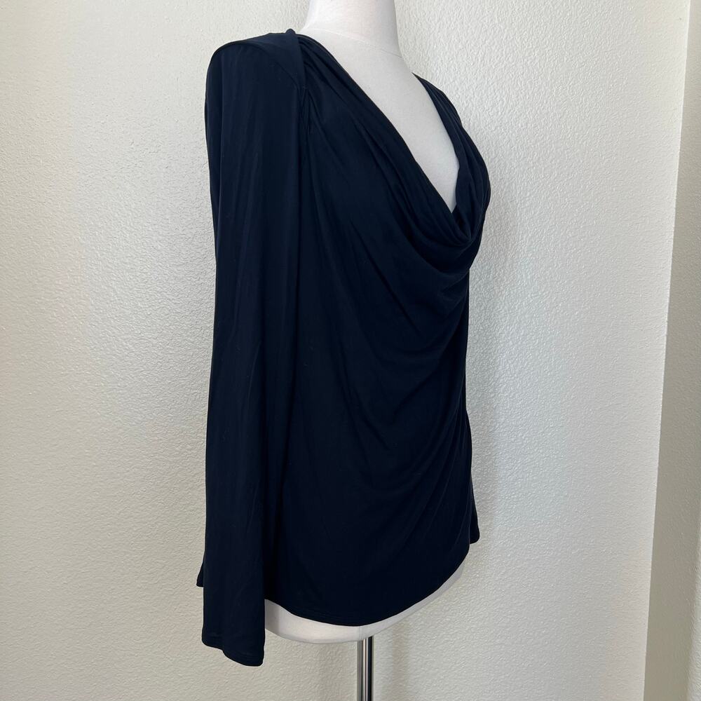 Per Se by Carlisle Collection cowl neck long sleeve top black lyocell belend - Picture 3 of 7